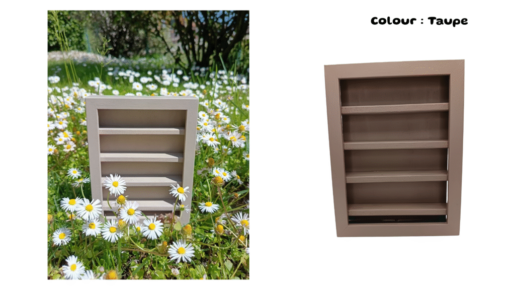 Miniature handmade bookshelf in taupe colour